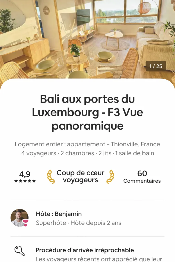 Preuve Airbnb 4,9 étoiles