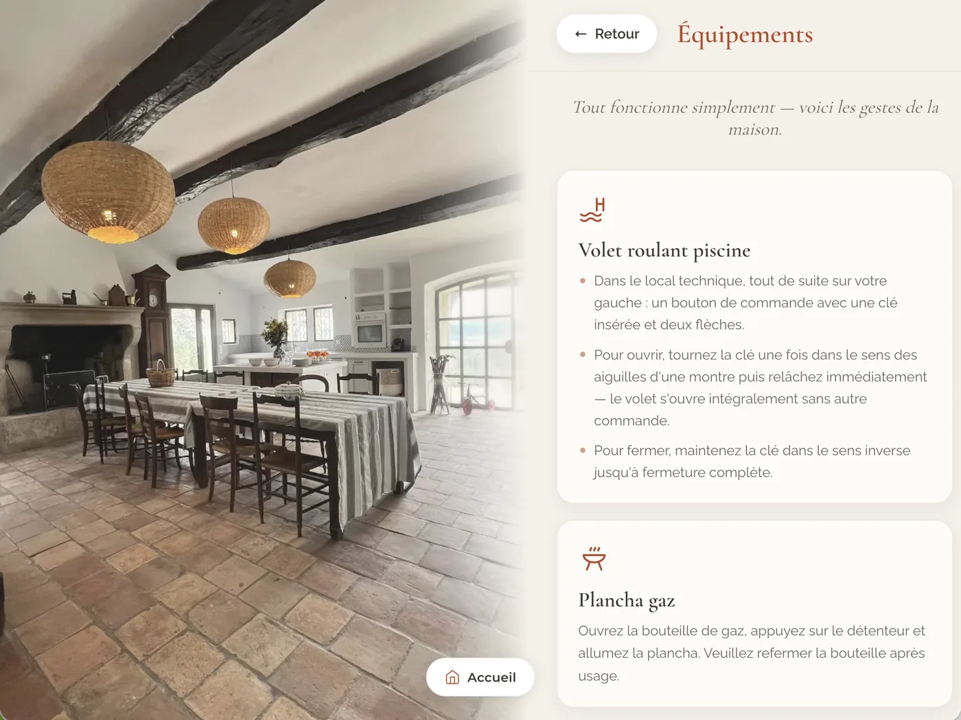 Rubrique Équipements d’un guide ByOhana&nbsp;: volet roulant de la piscine et plancha