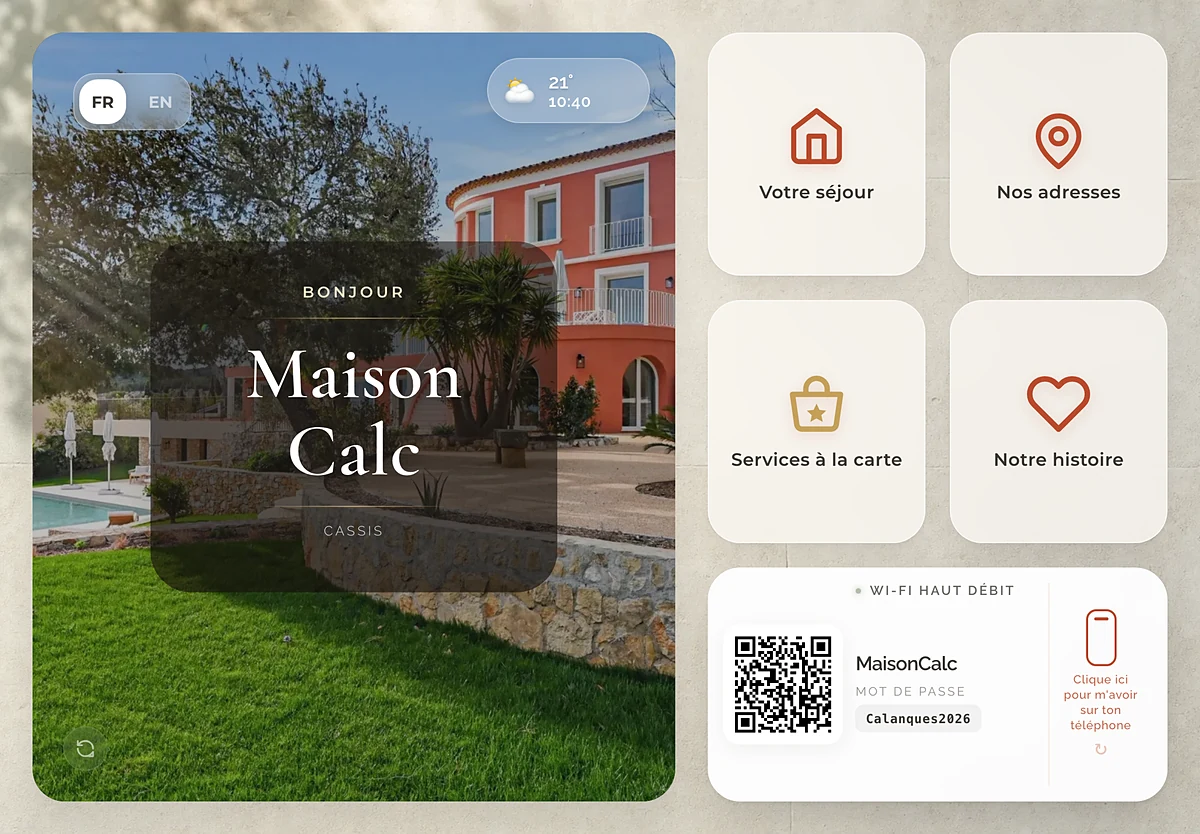 L’accueil du guide ByOhana sur la tablette d’une villa à Cassis